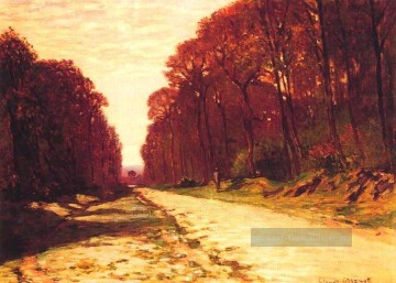 Landschaft auf der Ebene Werke - Straße in einem Wald Claude Monet Szenerie